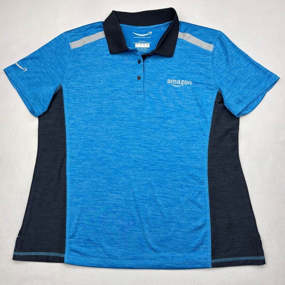 Amazon DSP Uniform Polo Shirt Womens Large Blue Luly Yang High Heat Reflective